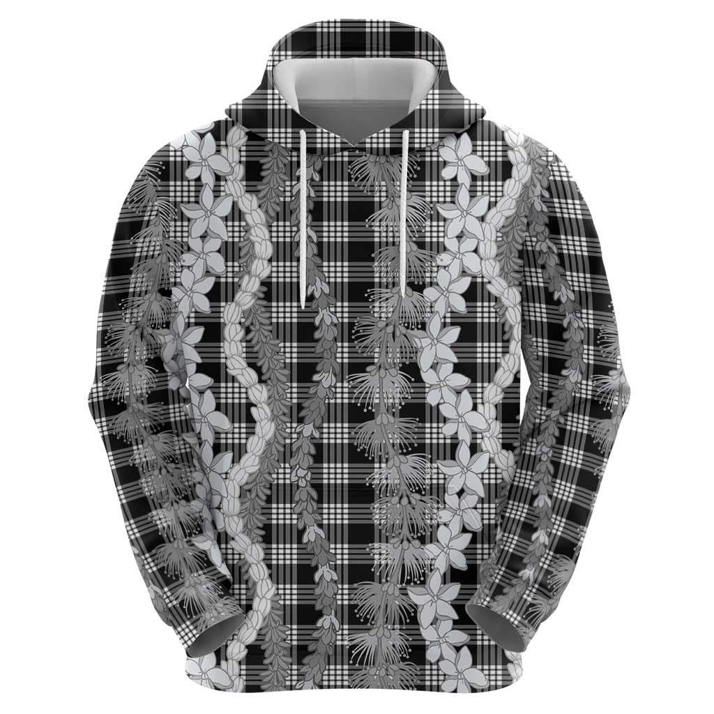 Hawaiian Ohia Lehua Lei Hoodie Plaid Palaka Eleele Pattern - Polynesian Pride