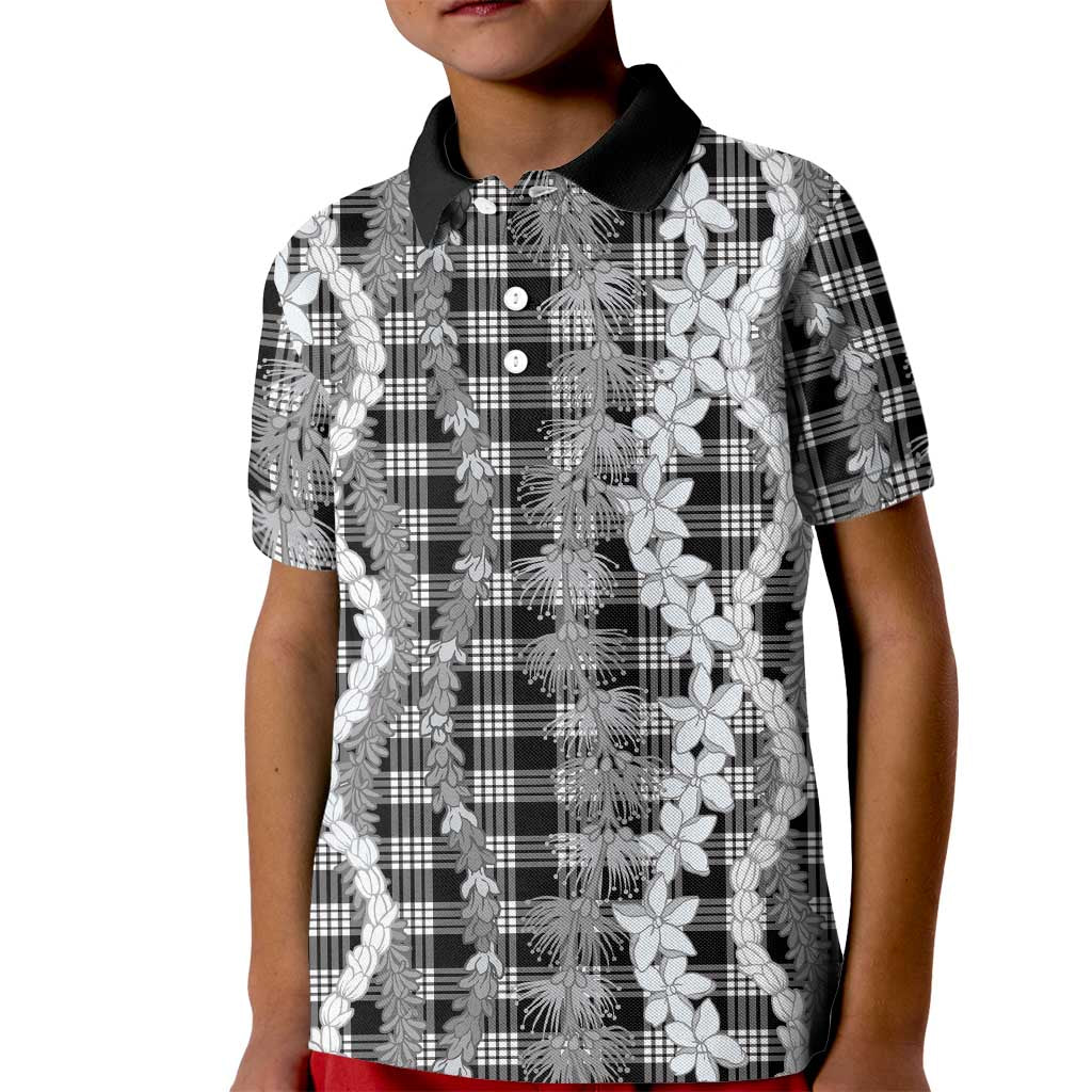 Hawaiian Ohia Lehua Lei Kid Polo Shirt Plaid Palaka Eleele Pattern - Polynesian Pride