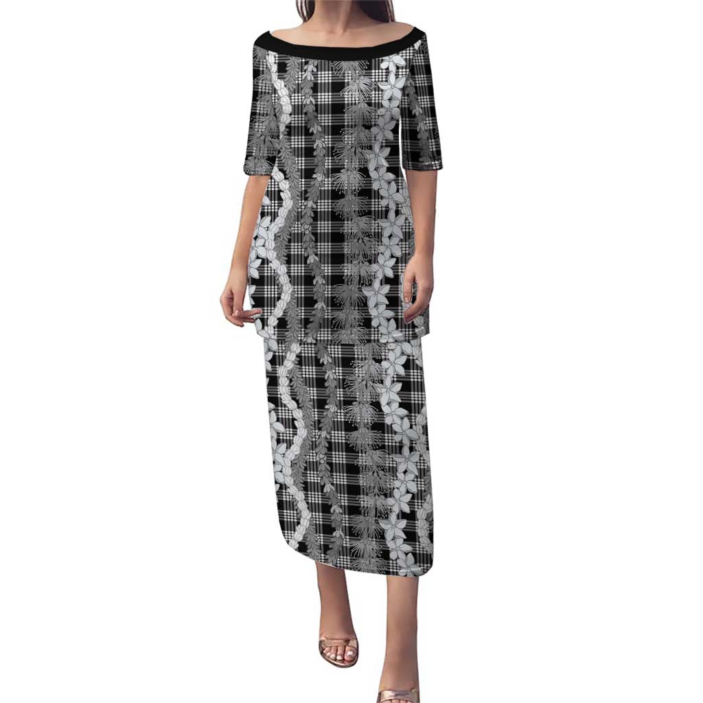Hawaiian Ohia Lehua Lei Puletasi Plaid Palaka Eleele Pattern - Polynesian Pride