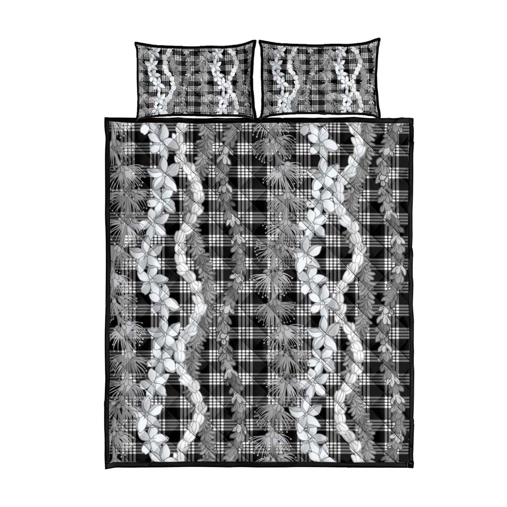 Hawaiian Ohia Lehua Lei Quilt Bed Set Plaid Palaka Eleele Pattern - Polynesian Pride