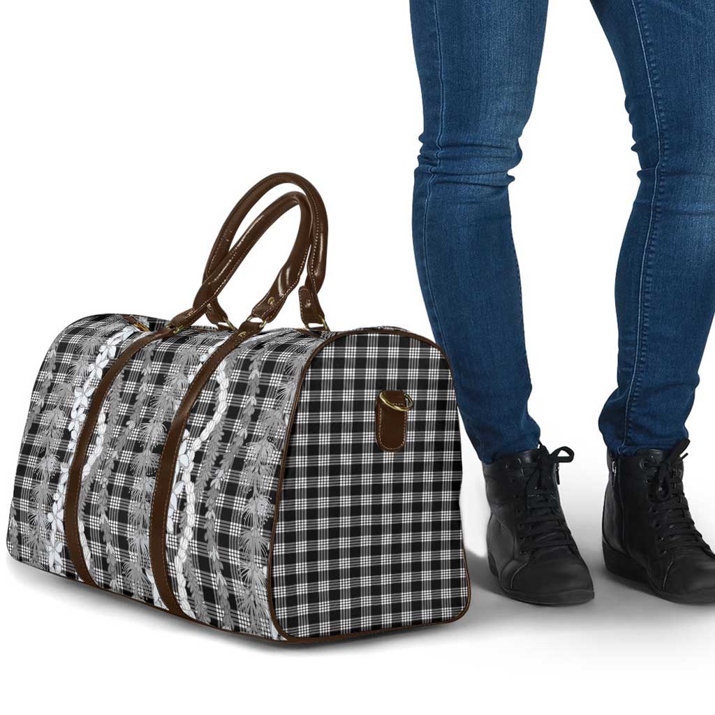 Hawaiian Ohia Lehua Lei Travel Bag Plaid Palaka Eleele Pattern - Polynesian Pride