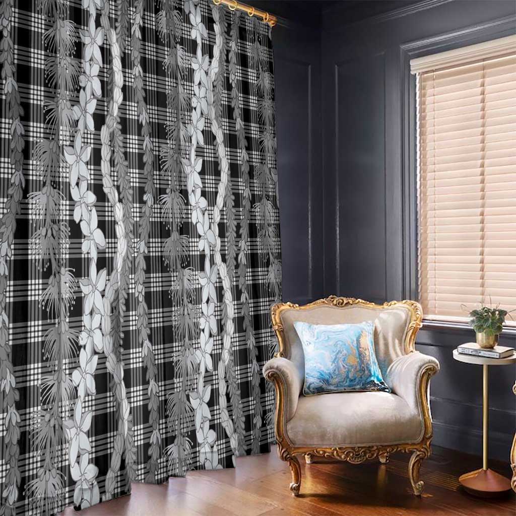 Hawaiian Ohia Lehua Lei Window Curtain Plaid Palaka Eleele Pattern - Polynesian Pride