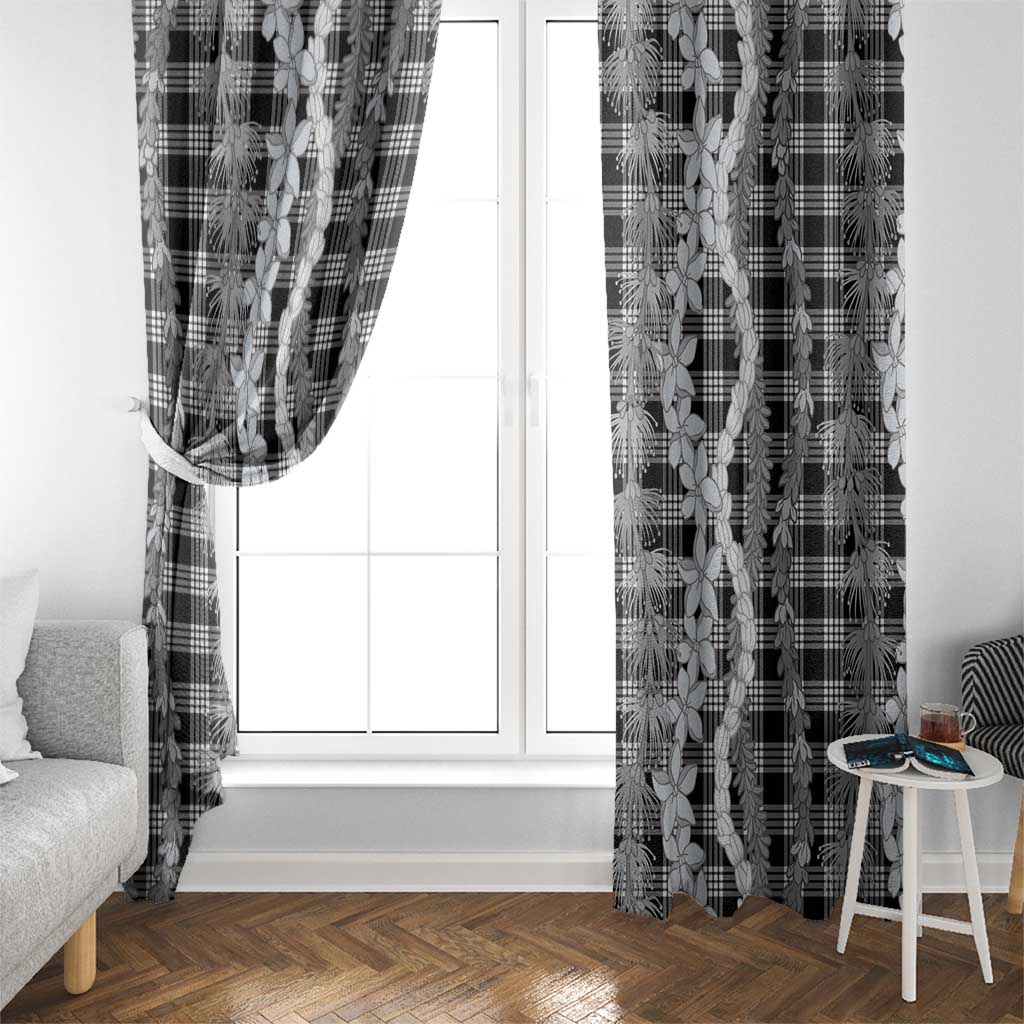Hawaiian Ohia Lehua Lei Window Curtain Plaid Palaka Eleele Pattern - Polynesian Pride