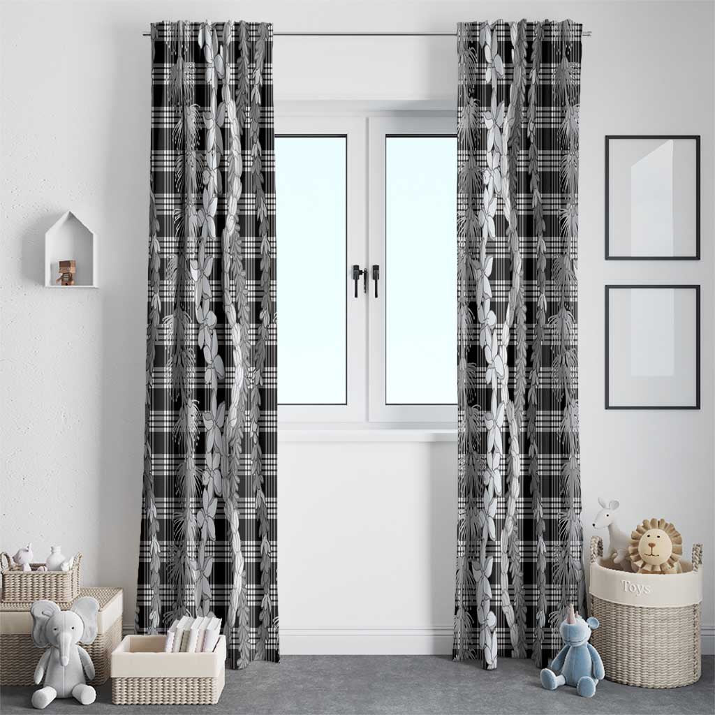Hawaiian Ohia Lehua Lei Window Curtain Plaid Palaka Eleele Pattern - Polynesian Pride