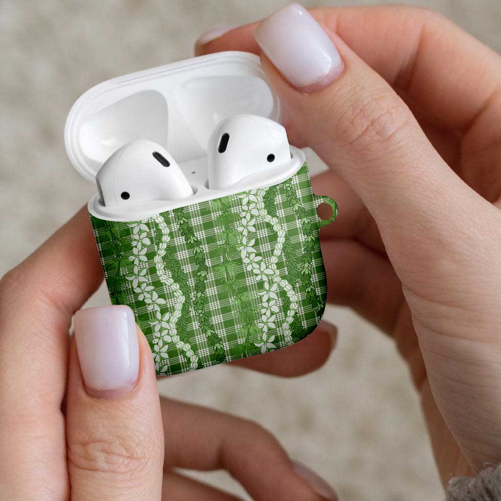 Hawaiian Ohia Lehua Lei AirPods Case Plaid Palaka Omaomao Pattern - Polynesian Pride