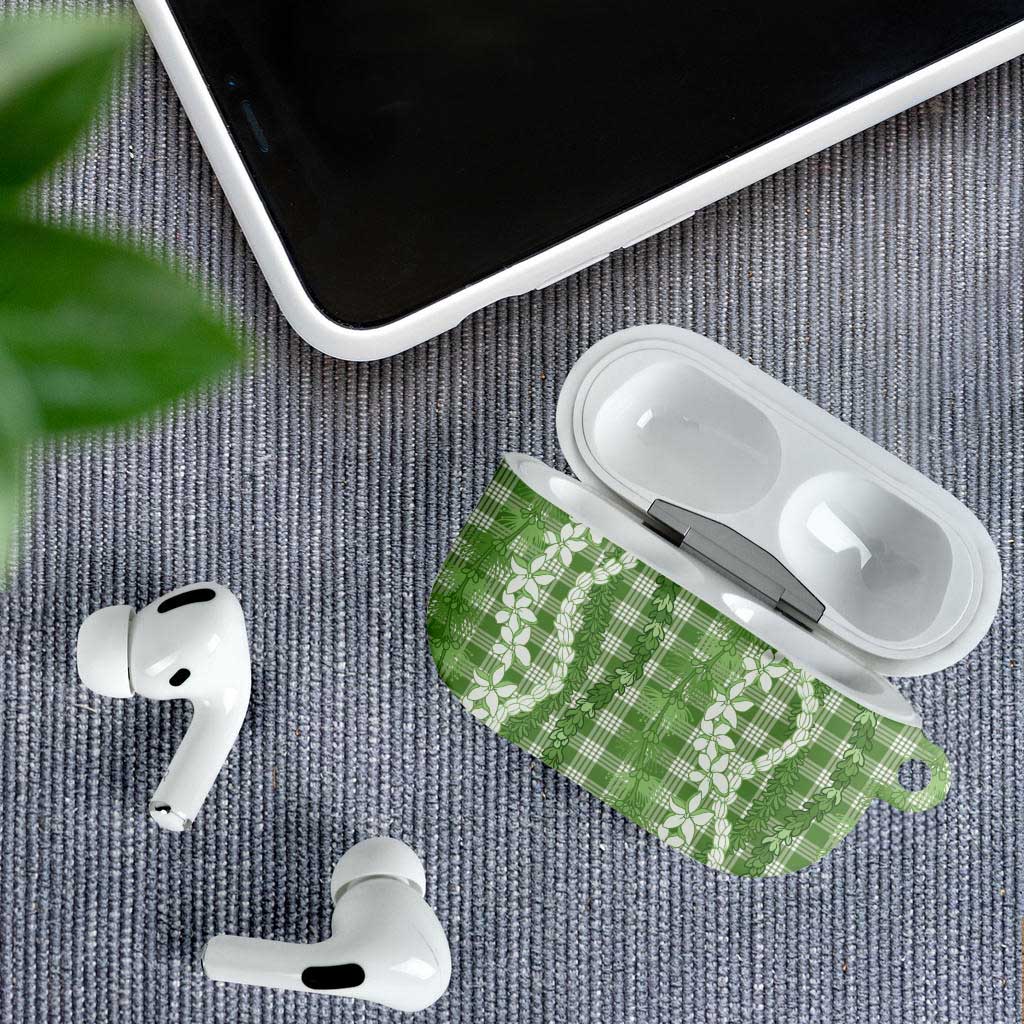 Hawaiian Ohia Lehua Lei AirPods Case Plaid Palaka Omaomao Pattern - Polynesian Pride