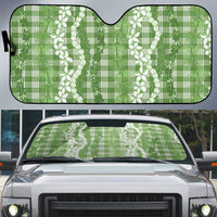 Hawaiian Ohia Lehua Lei Auto Sun Shade Plaid Palaka Omaomao Pattern LT9 Green - Polynesian Pride