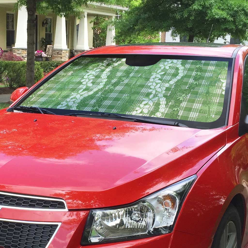 Hawaiian Ohia Lehua Lei Auto Sun Shade Plaid Palaka Omaomao Pattern LT9 - Polynesian Pride