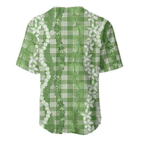 Hawaiian Ohia Lehua Lei Baseball Jersey Plaid Palaka Omaomao Pattern - Polynesian Pride