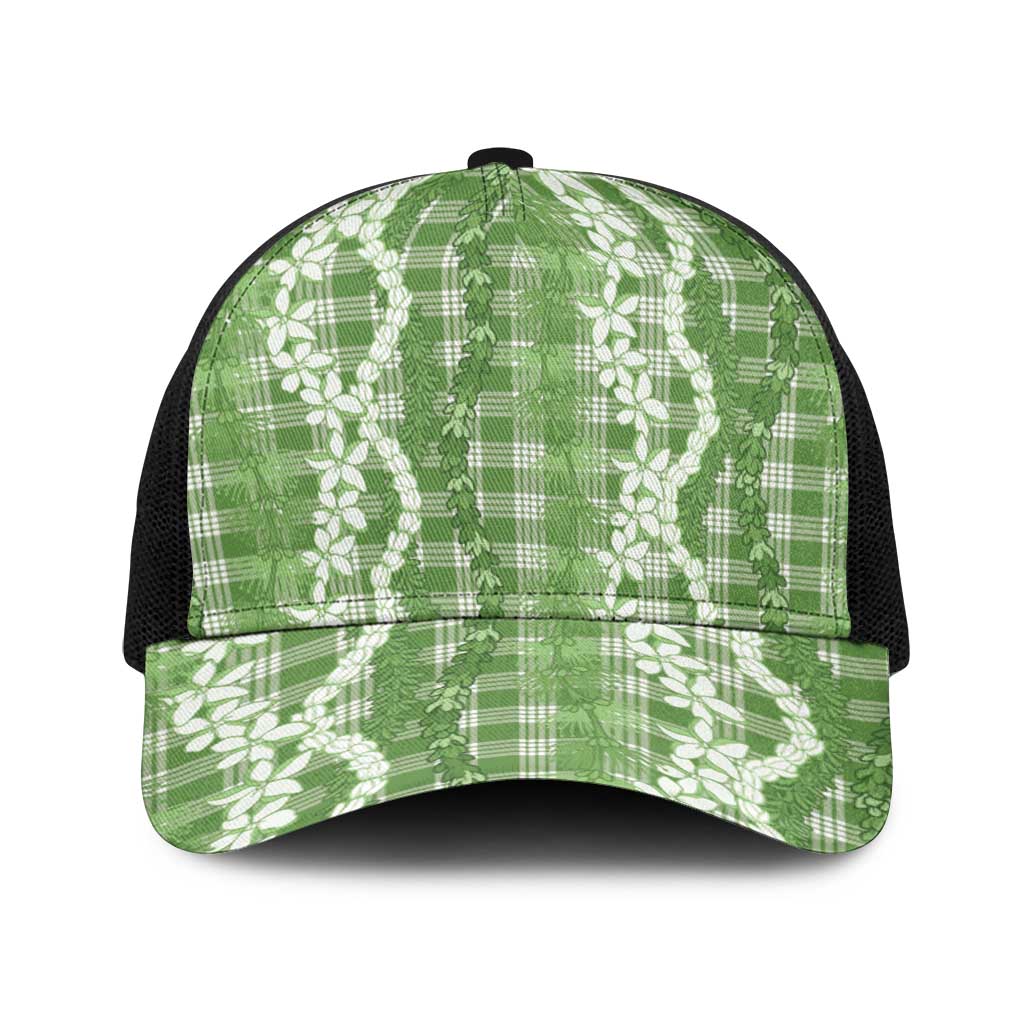 Hawaiian Ohia Lehua Lei Baseball Net Cap Plaid Palaka Omaomao Pattern - Polynesian Pride