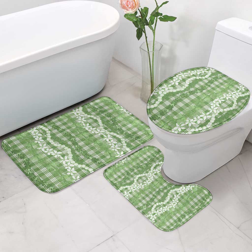Hawaiian Ohia Lehua Lei Bathroom Set Plaid Palaka Omaomao Pattern LT9 - Polynesian Pride