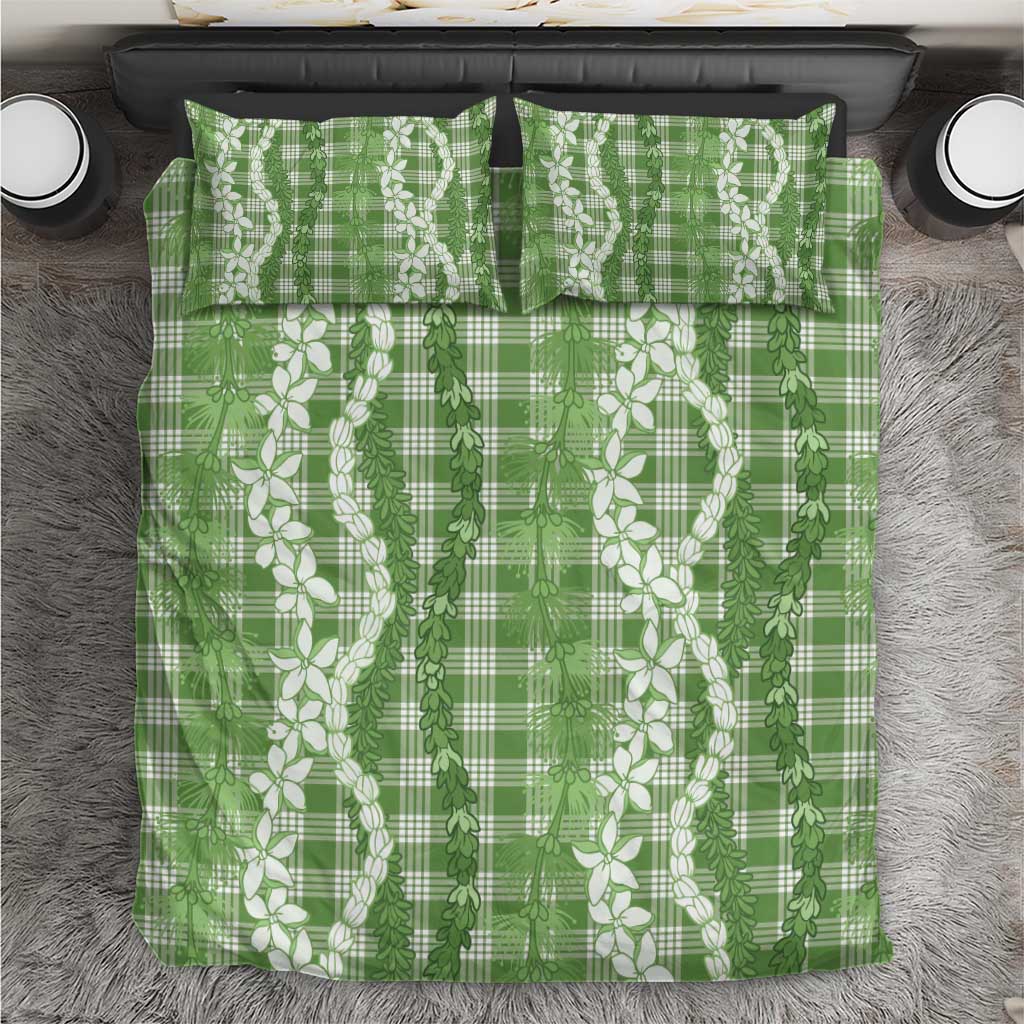 Hawaiian Ohia Lehua Lei Bedding Set Plaid Palaka Omaomao Pattern - Polynesian Pride