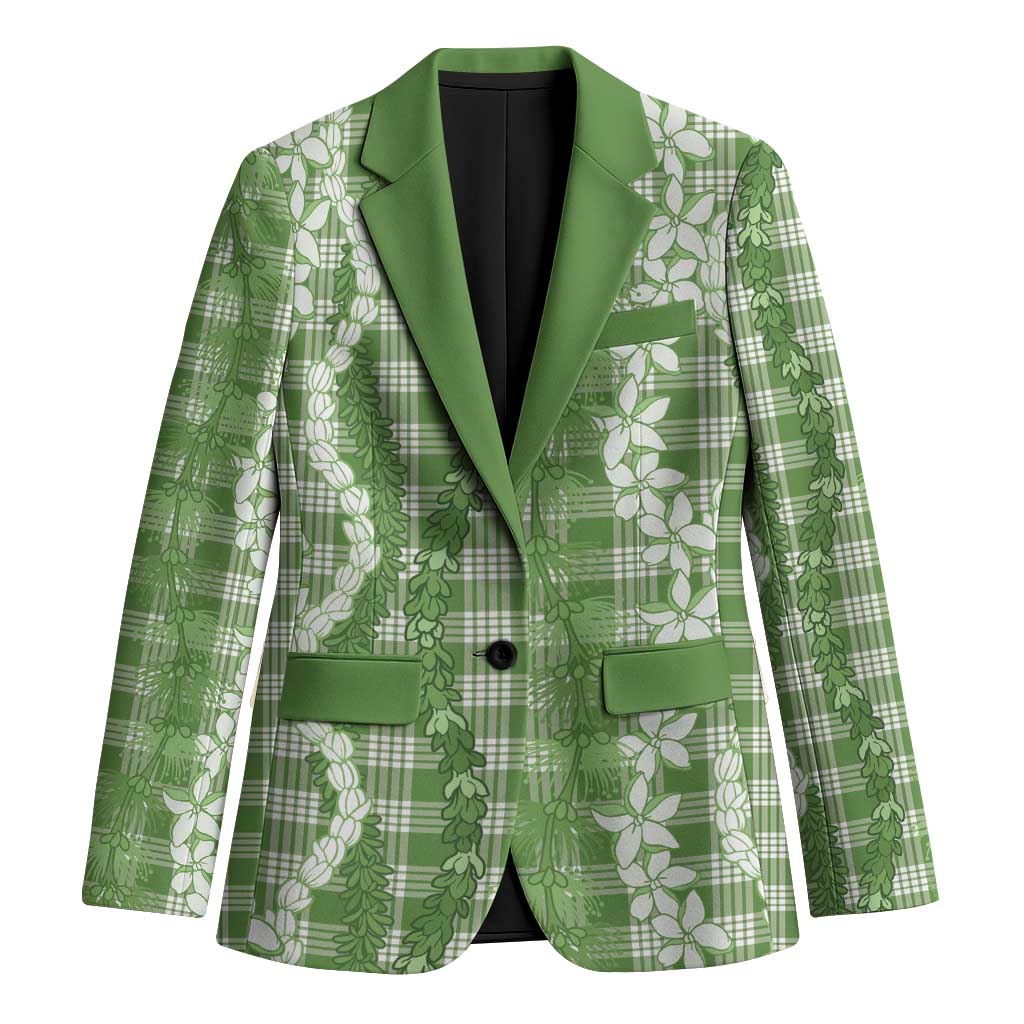 Hawaiian Ohia Lehua Lei Blazer Plaid Palaka Omaomao Pattern LT9 Unisex Green - Polynesian Pride