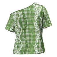 Hawaiian Ohia Lehua Lei Cross Shoulder Shirt Plaid Palaka Omaomao Pattern LT9 - Polynesian Pride