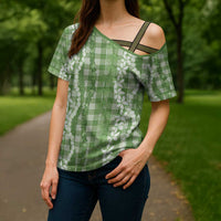 Hawaiian Ohia Lehua Lei Cross Shoulder Shirt Plaid Palaka Omaomao Pattern LT9 - Polynesian Pride