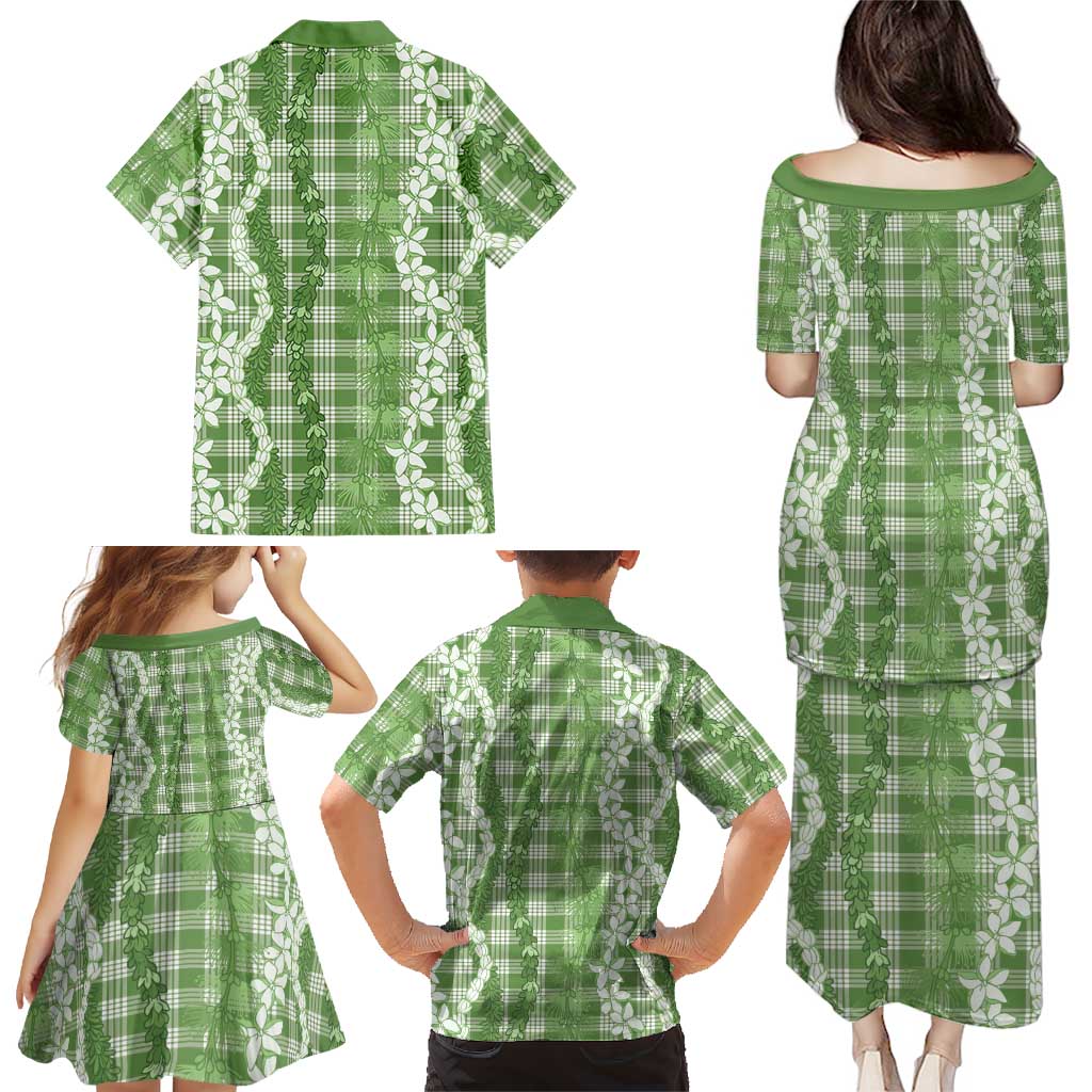 Hawaiian Ohia Lehua Lei Family Matching Puletasi and Hawaiian Shirt Plaid Palaka Omaomao Pattern LT9 - Polynesian Pride