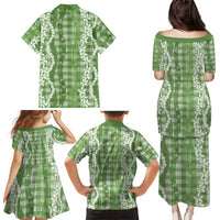 Hawaiian Ohia Lehua Lei Family Matching Puletasi and Hawaiian Shirt Plaid Palaka Omaomao Pattern LT9 - Polynesian Pride