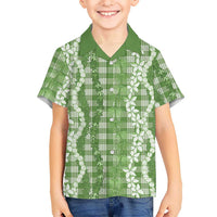 Hawaiian Ohia Lehua Lei Family Matching Puletasi and Hawaiian Shirt Plaid Palaka Omaomao Pattern LT9 - Polynesian Pride