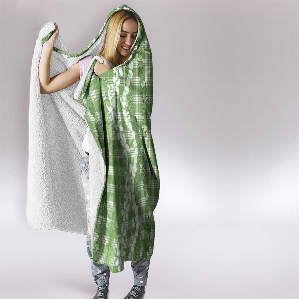 Hawaiian Ohia Lehua Lei Hooded Blanket Plaid Palaka Omaomao Pattern - Polynesian Pride