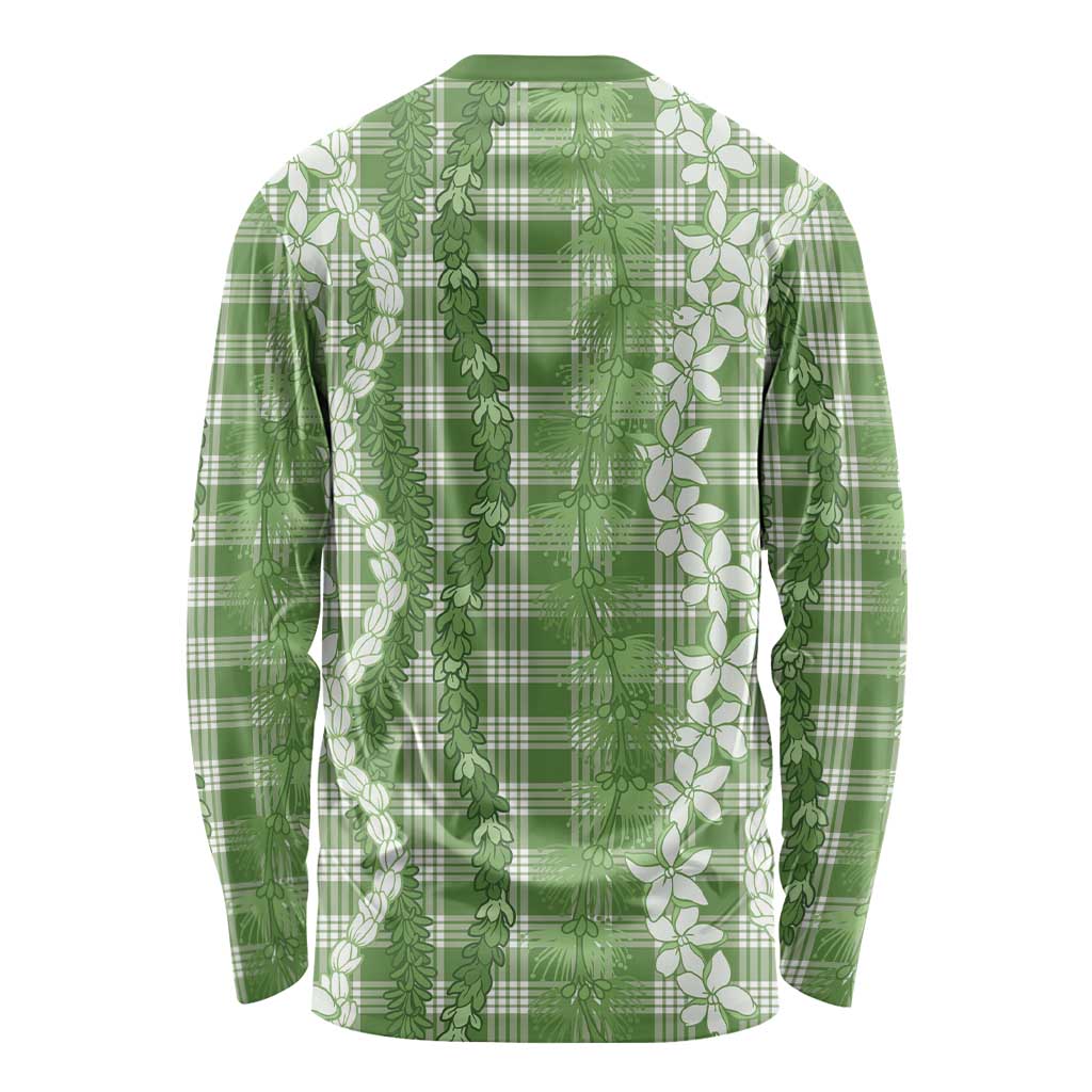 Hawaiian Ohia Lehua Lei Long Sleeve Shirt Plaid Palaka Omaomao Pattern - Polynesian Pride