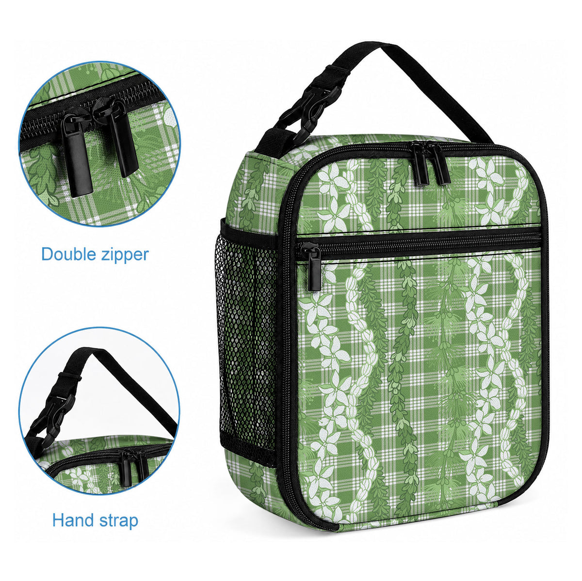 Hawaiian Ohia Lehua Lei Lunch Bag Plaid Palaka Omaomao Pattern LT9 - Polynesian Pride