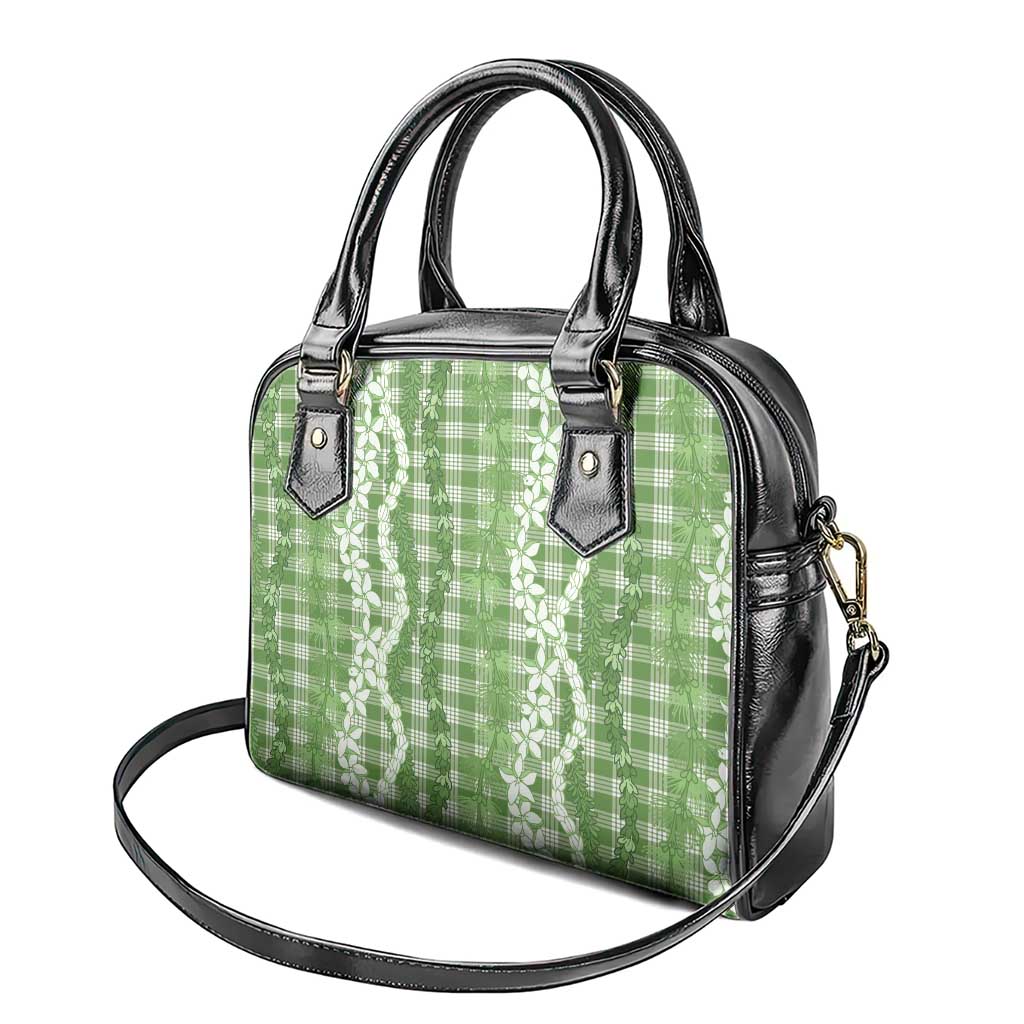 Hawaiian Ohia Lehua Lei Shoulder Handbag Plaid Palaka Omaomao Pattern LT9 - Polynesian Pride