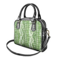 Hawaiian Ohia Lehua Lei Shoulder Handbag Plaid Palaka Omaomao Pattern LT9 - Polynesian Pride