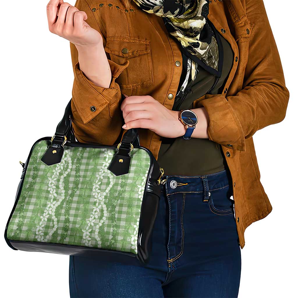 Hawaiian Ohia Lehua Lei Shoulder Handbag Plaid Palaka Omaomao Pattern LT9 - Polynesian Pride