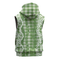 Hawaiian Ohia Lehua Lei Sleeveless Zip Hoodie Plaid Palaka Omaomao Pattern LT9 - Polynesian Pride