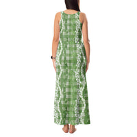 Hawaiian Ohia Lehua Lei Tank Maxi Dress Plaid Palaka Omaomao Pattern - Polynesian Pride