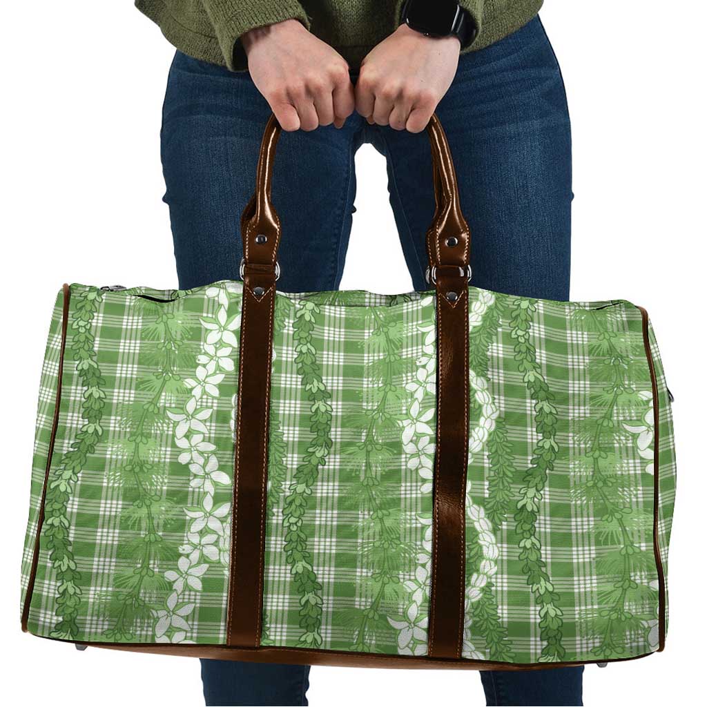 Hawaiian Ohia Lehua Lei Travel Bag Plaid Palaka Omaomao Pattern - Polynesian Pride