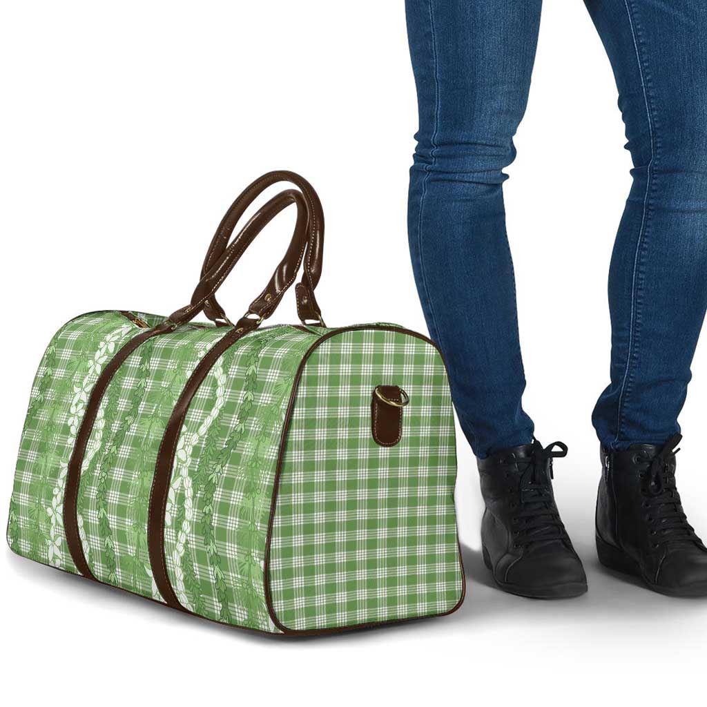 Hawaiian Ohia Lehua Lei Travel Bag Plaid Palaka Omaomao Pattern - Polynesian Pride