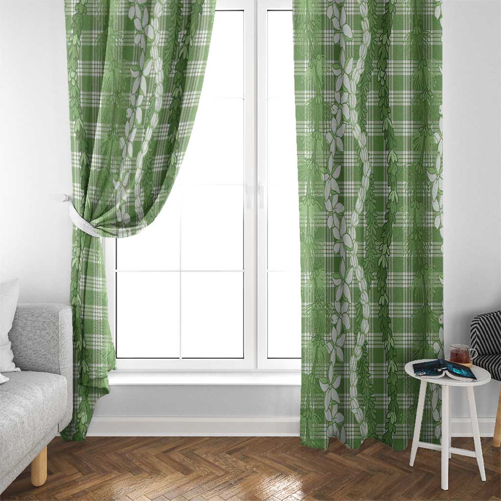 Hawaiian Ohia Lehua Lei Window Curtain Plaid Palaka Omaomao Pattern - Polynesian Pride