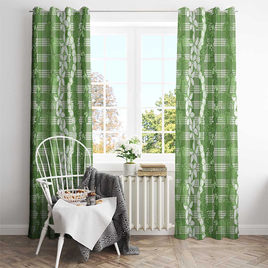 Hawaiian Ohia Lehua Lei Window Curtain Plaid Palaka Omaomao Pattern - Polynesian Pride