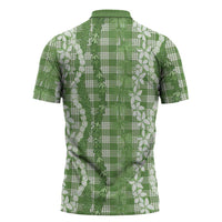Hawaiian Ohia Lehua Lei Zipper Polo Shirt Plaid Palaka Omaomao Pattern - Polynesian Pride