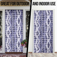Hawaiian Ohia Lehua Lei Door Cover Plaid Palaka Uliuli hohonu Pattern - Polynesian Pride