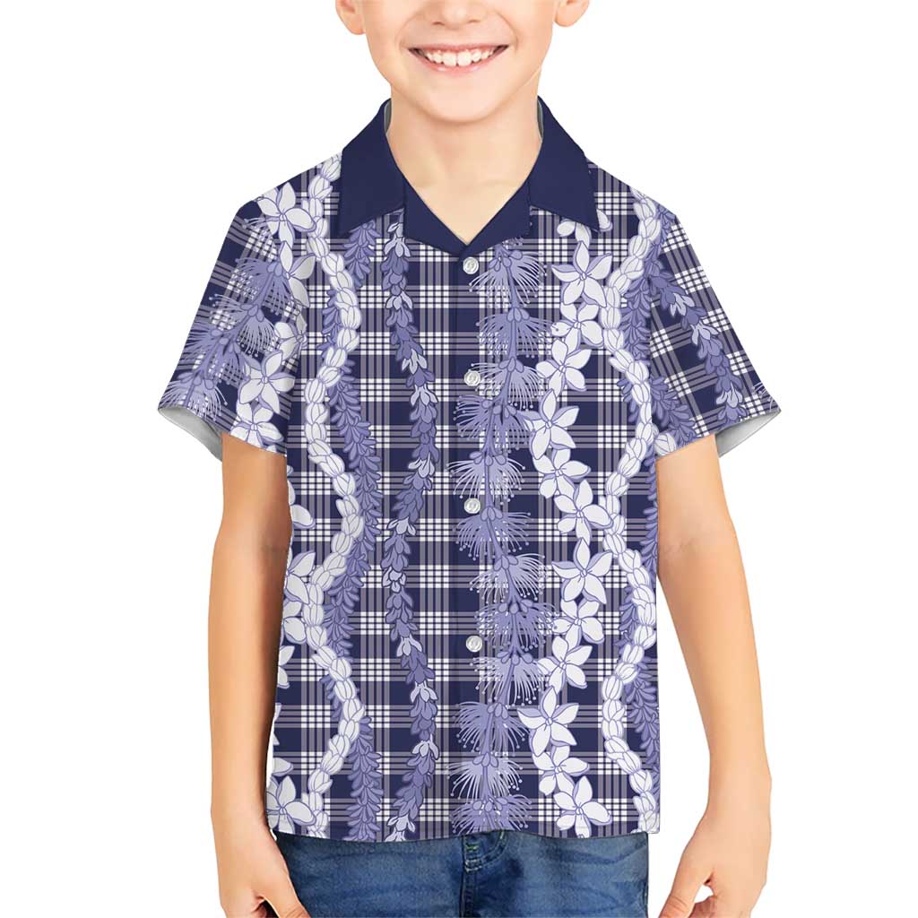 Hawaiian Ohia Lehua Lei Family Matching Long Sleeve Bodycon Dress and Hawaiian Shirt Plaid Palaka Uliuli hohonu Pattern LT9 - Polynesian Pride