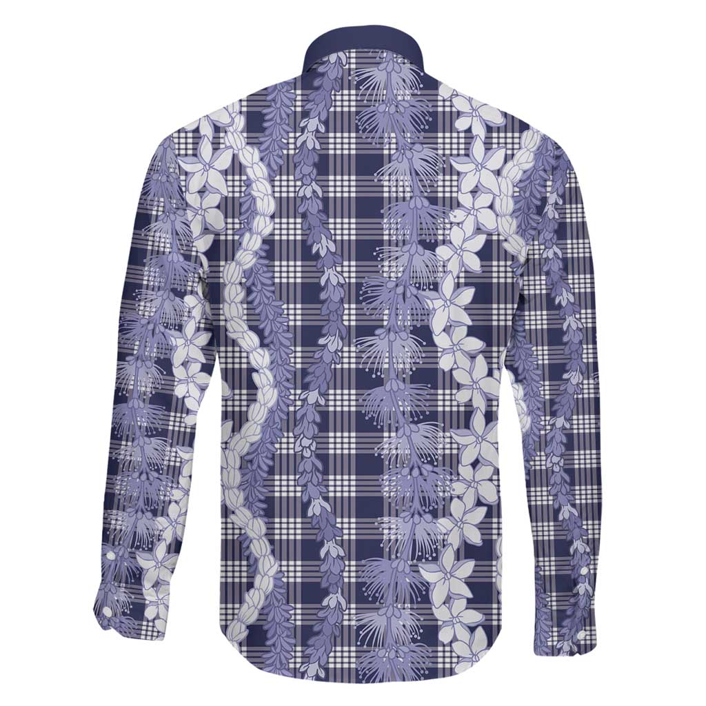 Hawaiian Ohia Lehua Lei Family Matching Off The Shoulder Long Sleeve Dress and Hawaiian Shirt Plaid Palaka Uliuli hohonu Pattern LT9 - Polynesian Pride