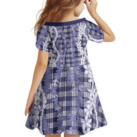 Hawaiian Ohia Lehua Lei Family Matching Off Shoulder Maxi Dress and Hawaiian Shirt Plaid Palaka Uliuli hohonu Pattern LT9 - Polynesian Pride