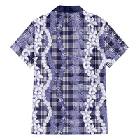 Hawaiian Ohia Lehua Lei Family Matching Off Shoulder Short Dress and Hawaiian Shirt Plaid Palaka Uliuli hohonu Pattern LT9 - Polynesian Pride