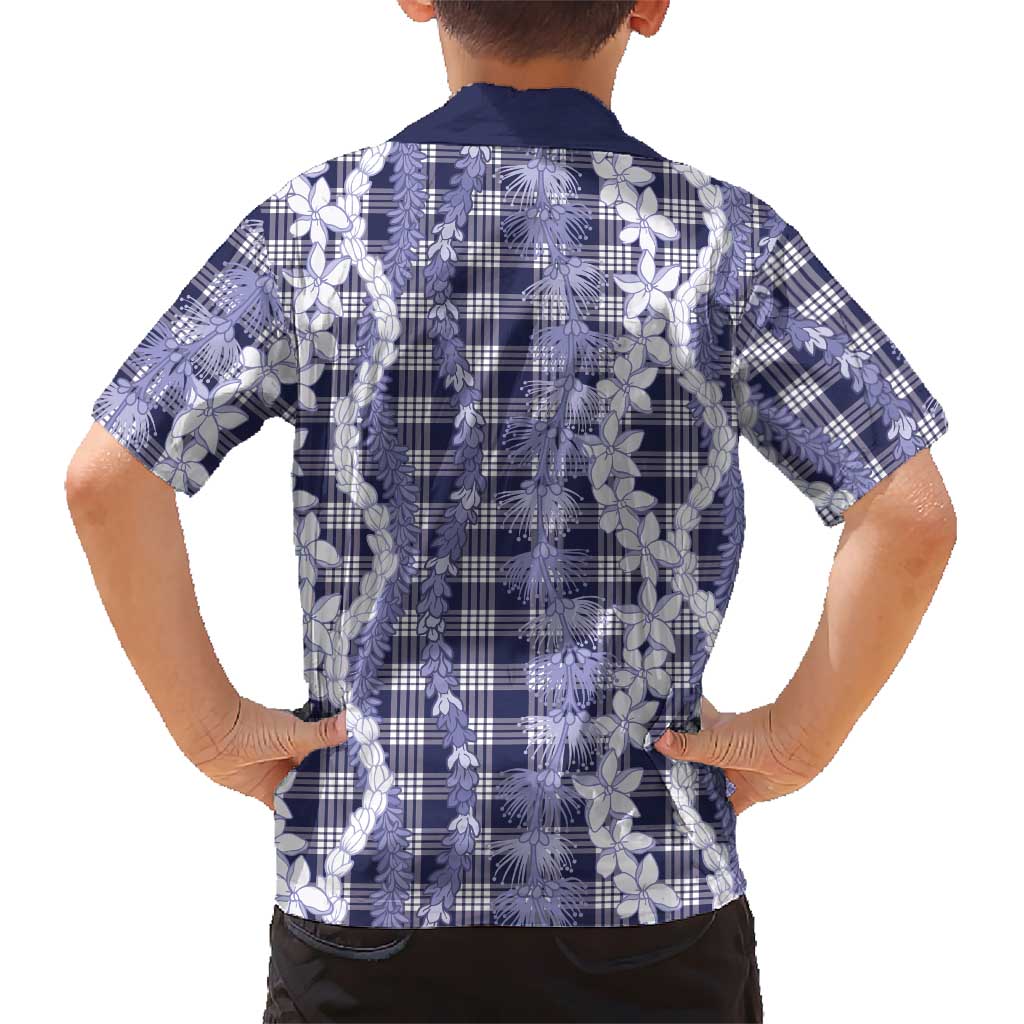 Hawaiian Ohia Lehua Lei Family Matching Short Sleeve Bodycon Dress and Hawaiian Shirt Plaid Palaka Uliuli hohonu Pattern LT9 - Polynesian Pride