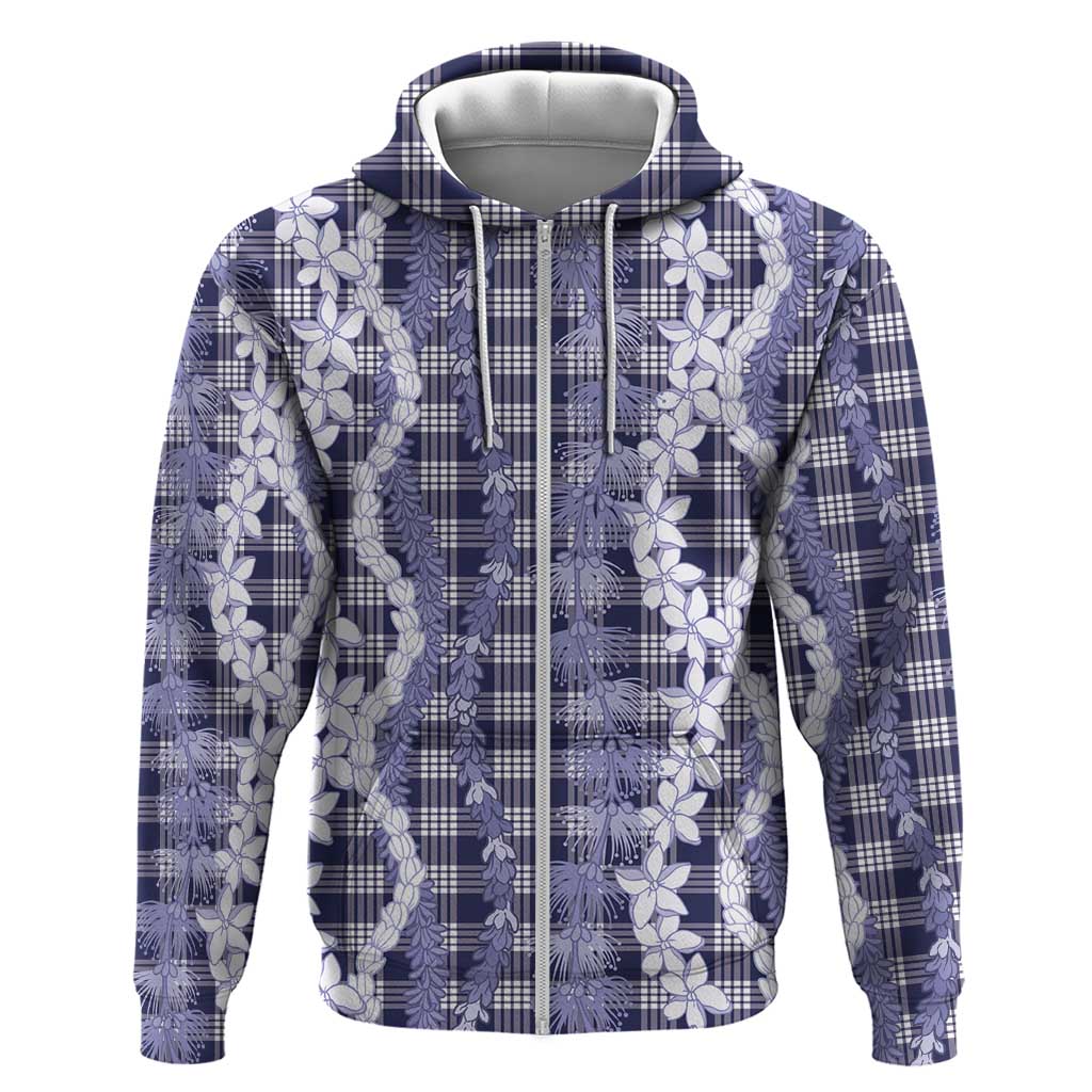 Hawaiian Ohia Lehua Lei Hoodie Plaid Palaka Uliuli hohonu Pattern - Polynesian Pride