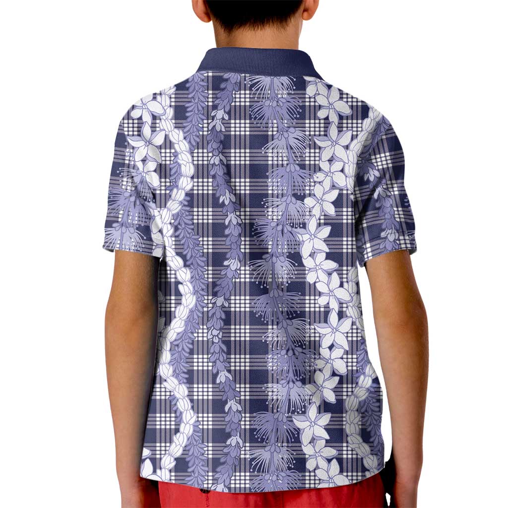 Hawaiian Ohia Lehua Lei Kid Polo Shirt Plaid Palaka Uliuli hohonu Pattern - Polynesian Pride