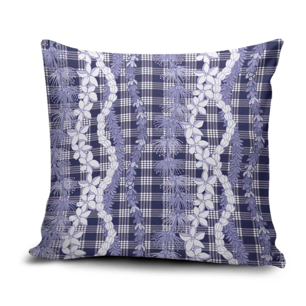 Hawaiian Ohia Lehua Lei Pillow Cover Plaid Palaka Uliuli hohonu Pattern - Polynesian Pride