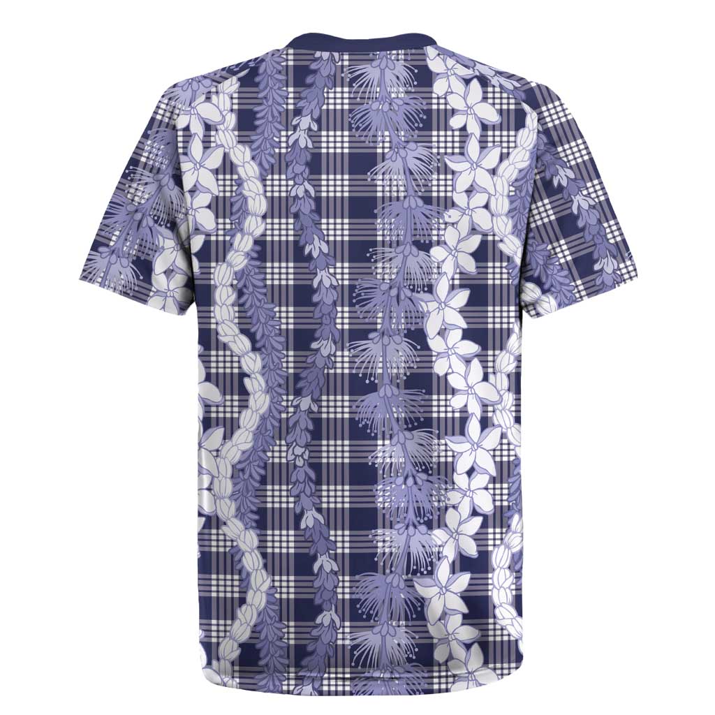 Hawaiian Ohia Lehua Lei Rugby Jersey Plaid Palaka Uliuli hohonu Pattern - Polynesian Pride