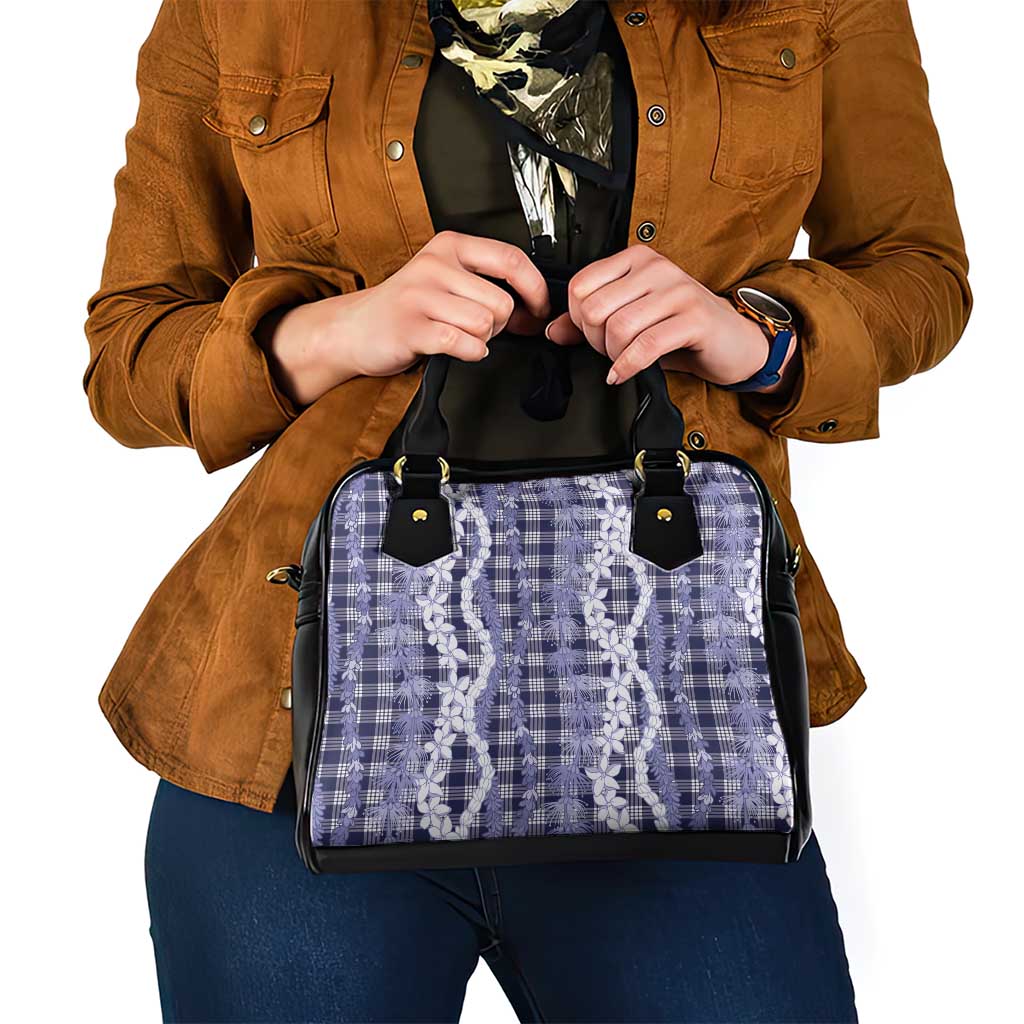 Hawaiian Ohia Lehua Lei Shoulder Handbag Plaid Palaka Uliuli hohonu Pattern LT9 - Polynesian Pride