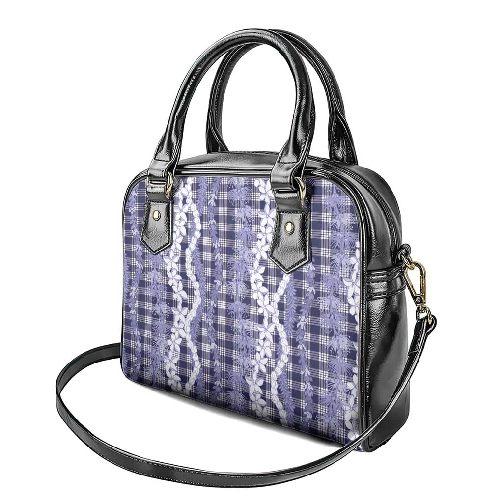 Hawaiian Ohia Lehua Lei Shoulder Handbag Plaid Palaka Uliuli hohonu Pattern LT9 - Polynesian Pride