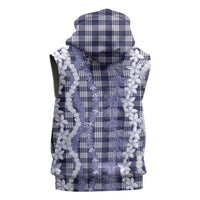 Hawaiian Ohia Lehua Lei Sleeveless Zip Hoodie Plaid Palaka Uliuli hohonu Pattern - Polynesian Pride