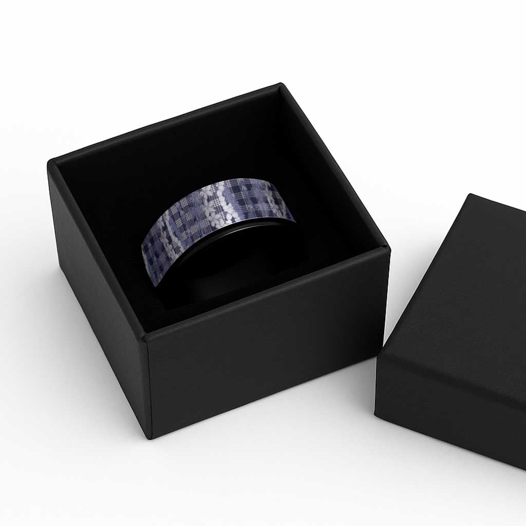 Hawaiian Ohia Lehua Lei Spinner Ring Plaid Palaka Uliuli hohonu Pattern - Polynesian Pride
