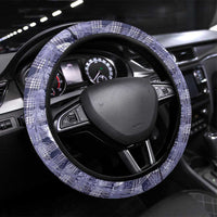 Hawaiian Ohia Lehua Lei Steering Wheel Cover Plaid Palaka Uliuli hohonu Pattern - Polynesian Pride